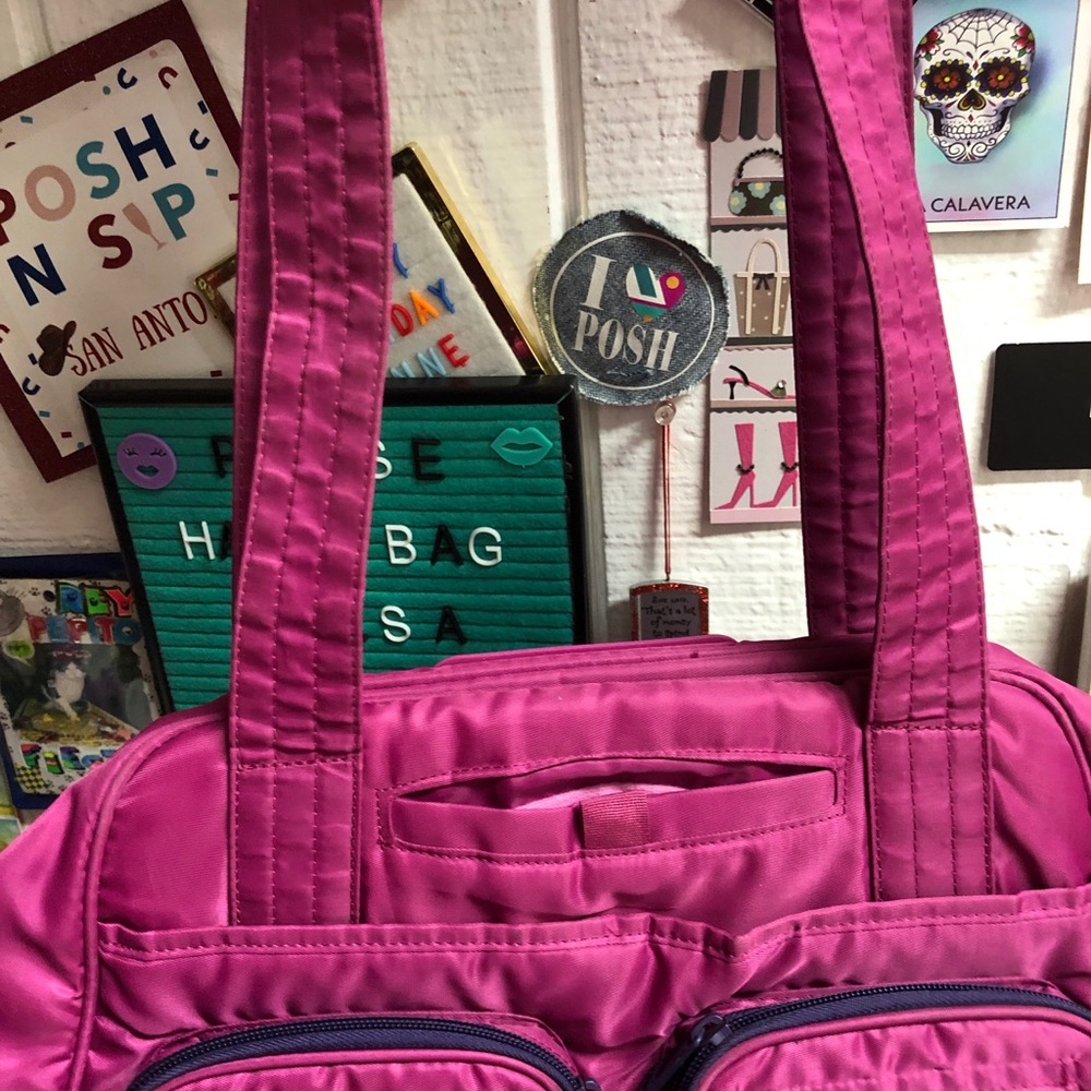 Lug Puddle Jumper Travel Gym Overnight Tote Bag in Berry Purple - Picture 3 of 15